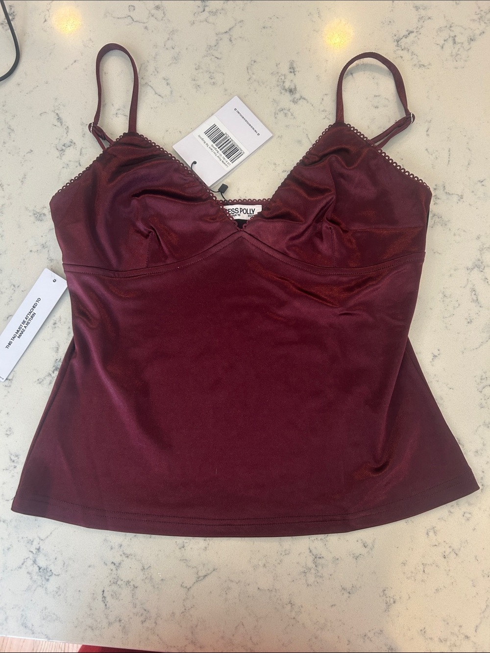 Princess Polly Burgundy Satin Camisole size 6